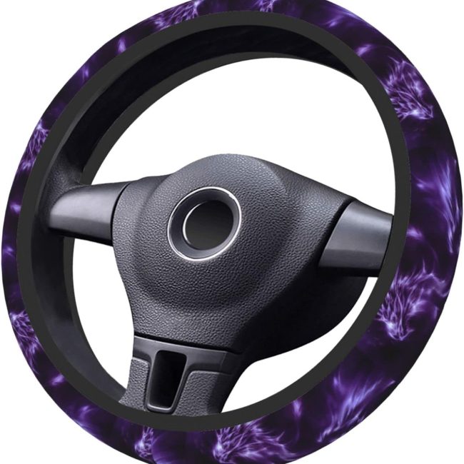 Dragon With Purple Color Steering Wheel Cover - Universal Elastic Stretch Steering Wheel Covers Fits Most Vehicles